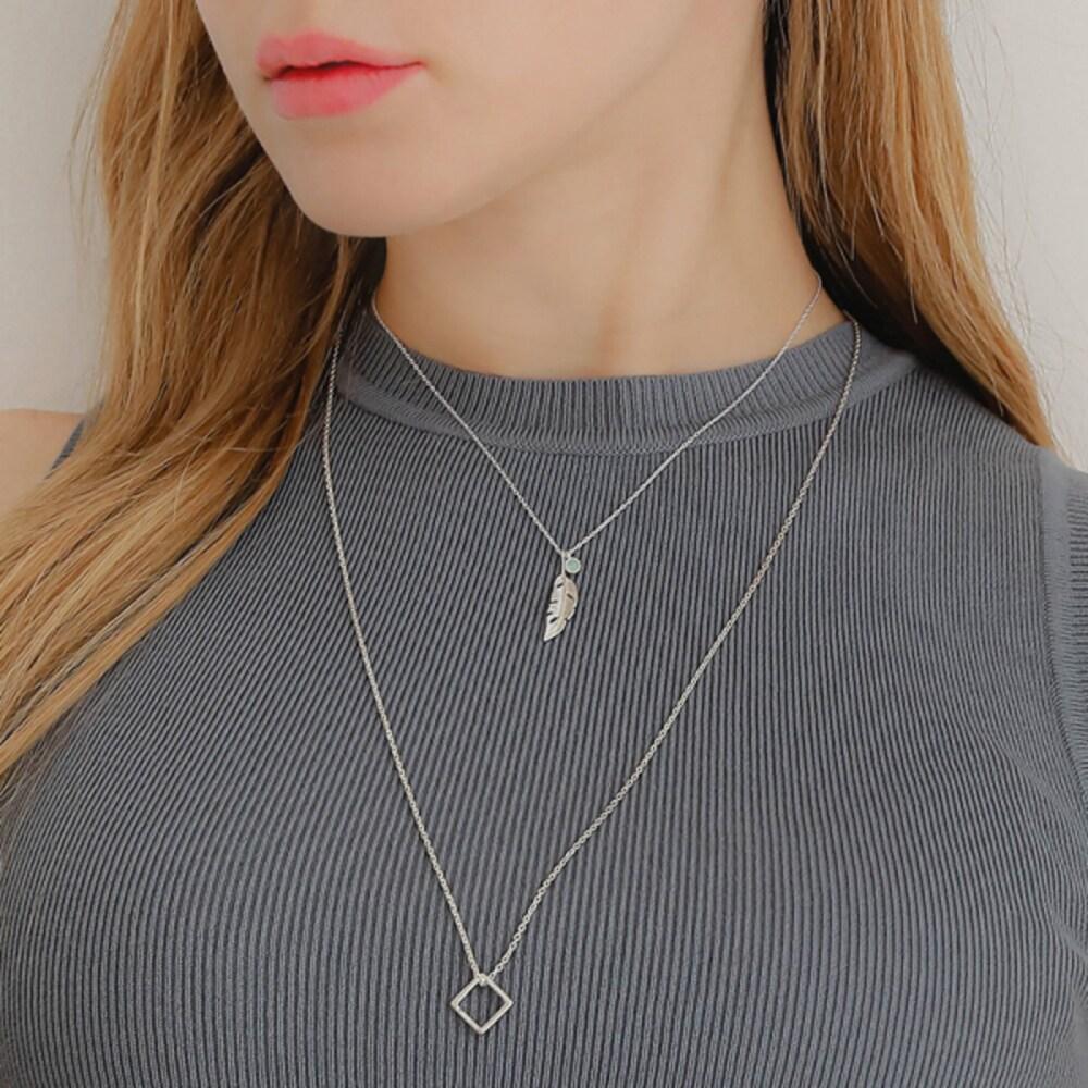 

J.Lauren Leaf Cubic Silver Necklace N01069 Silver