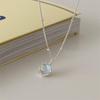 S925 Sterling Silver Moonstone Round Pendant Necklace for Women - Elegant Niche Design with Flower Collarbone Chain