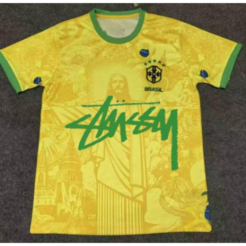 Maglia da Calcio Signature Stussy Retro Brasile Argentina Portogallo Maglia da Allenamento Calcio Uomo Donna Manica Corta