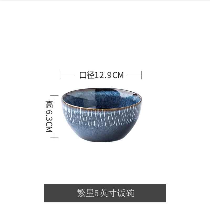 Hand-painted Kiln Glazed Ceramic Bowl 5-inch Household Noodle Bowl Eating Bowl Anti-scalding Small Bowl