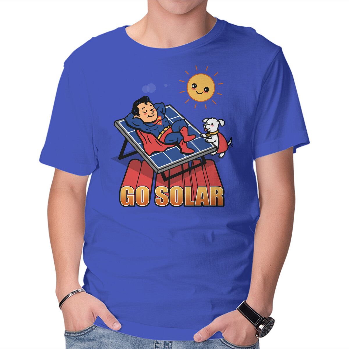 Unisex Crew Neck T-Shirt Go Solar Graphic Short Sleeve Casual Tee XXXL