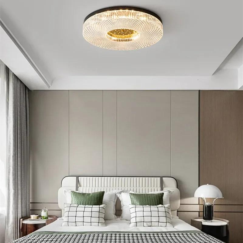 Luxury Bedroom Ceiling Light Indoor Circular Wall Lamp Acrylic Crystal Decorative Lighting Tricolor Dimming Lamp for Living Room