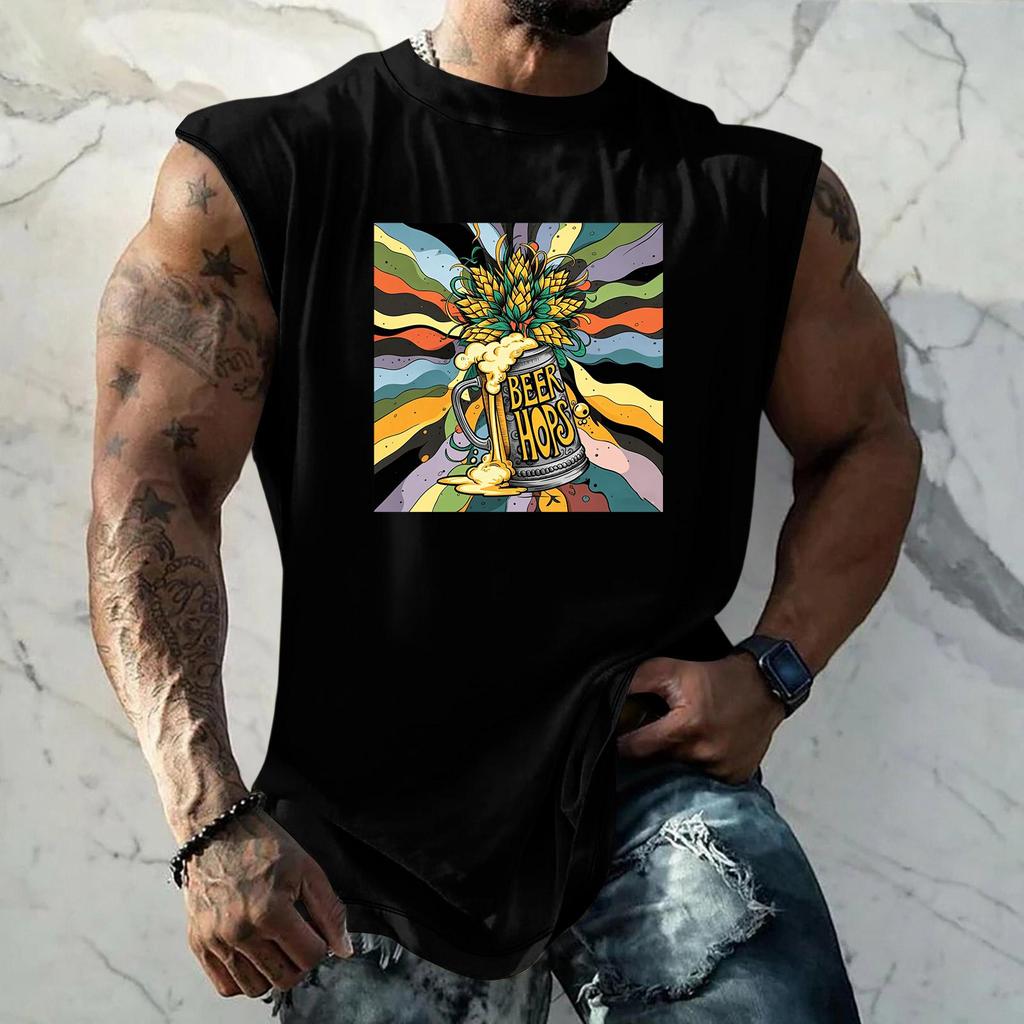 Men Sleeveless Tank Top Loose Fit Casual Streetwear Summer Beach Holiday Daily Wear Printed Graphic Muscle Shirt