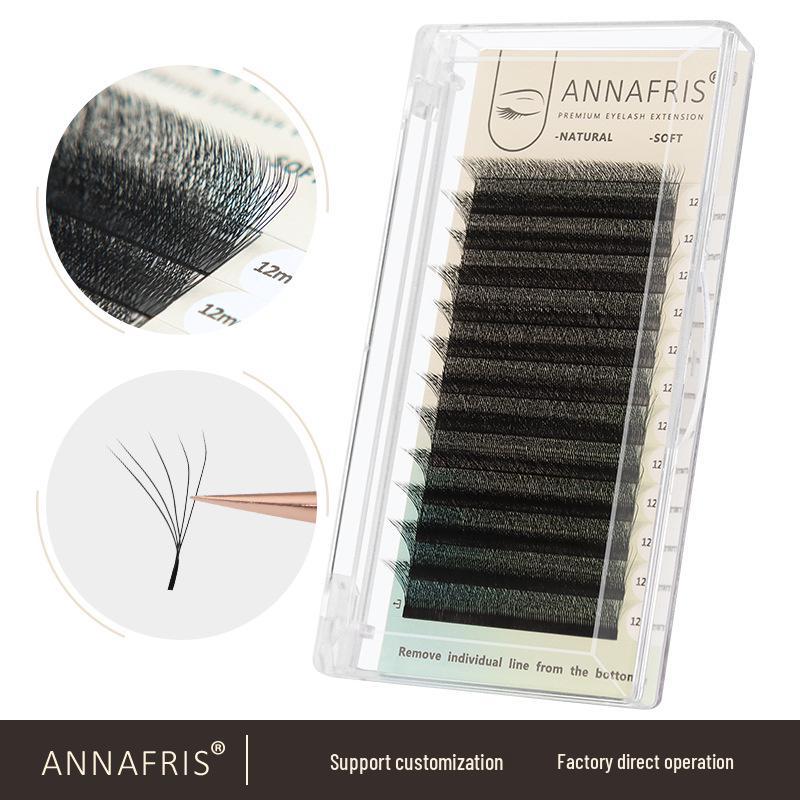 ANNAFRIS 5D Four-Leaf Clover Easy-Anchor Soft Dense W-Shape Pre-made Fan Eyelashes