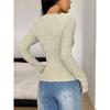 New Spring and Autumn 2026 Women's V-neck Lace Long Sleeve Blouse