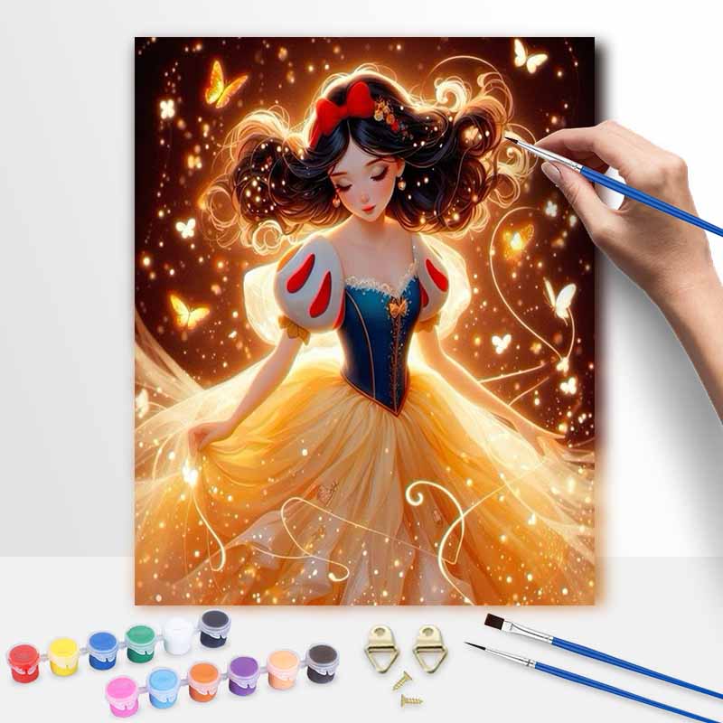 Disney DIY Oil Painting Kits Snow White Butterflies Hand Painting Home Decor Craft Gift Ideas, Magical Princess Art Wall Decor Supplies