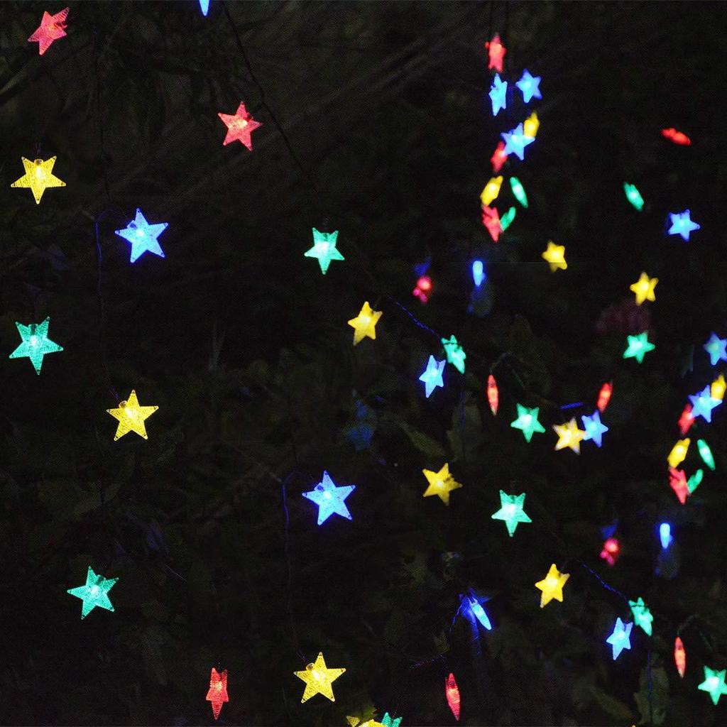 Twinkling LED Solar Pentagram String Lights for Outdoor Christmas Decoration