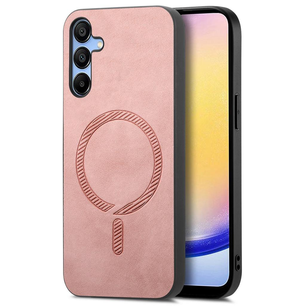 For Samsung Galaxy A25 5G (Global) (161.0 X 76.5 X 8.3mm) Leather Back Case Compatible with MagSafe Skin-touch Phone Cover