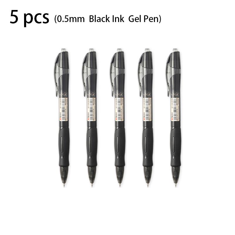 

M&G 5 Pcs 0.5mm Black Ink Quick-drying Gel Pen Stationary School Supplies Office Supplies Gift Signing Pen Office Pen black