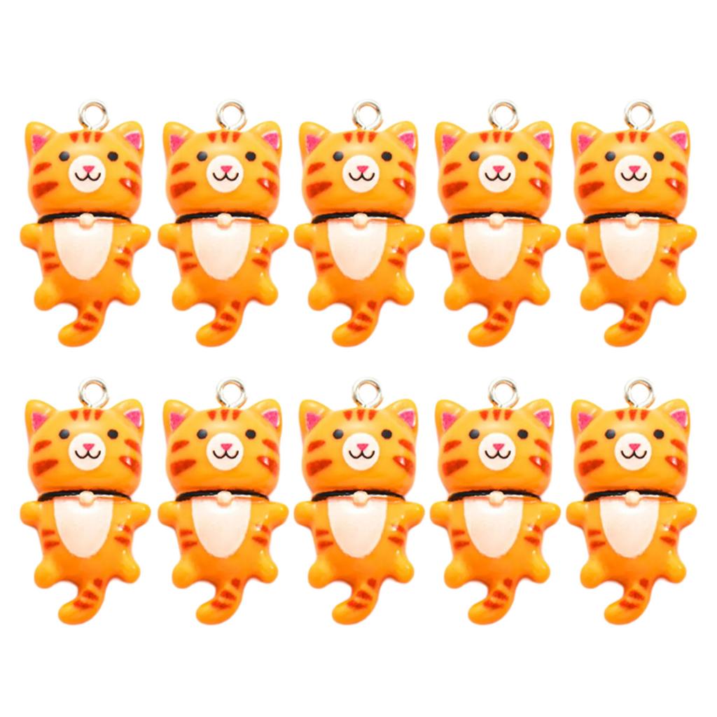 Handmade Resin Cat Figurine Set Captivating Cartoon Cat Pendant DIY Resin Cat Figurine with Customizable Colors
