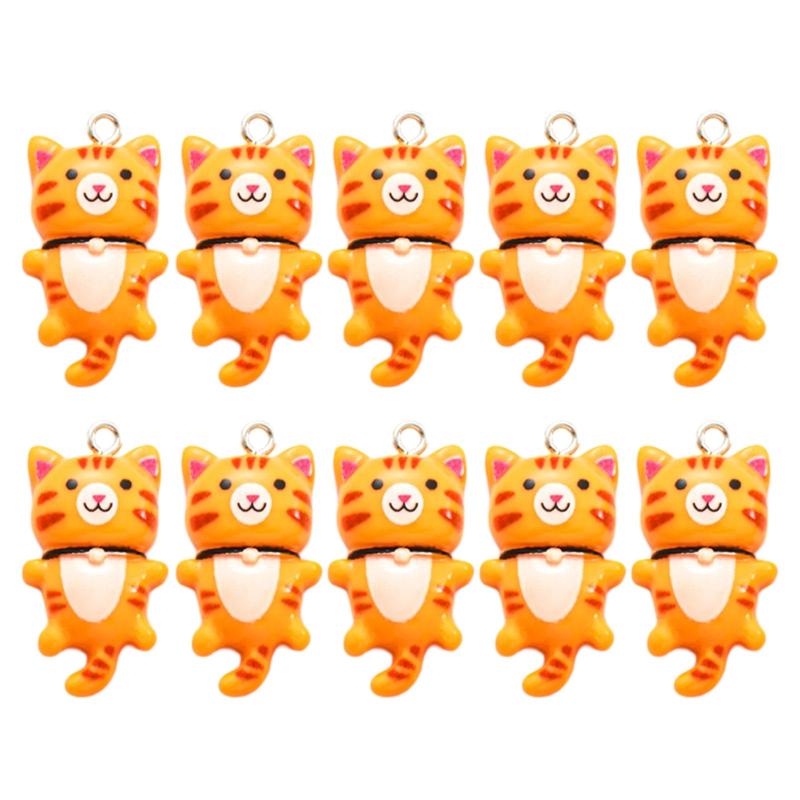 

Набор фигурок кошек из смолы ручной работы, очаровательная подвеска в виде мультяшной кошки, фигурка кошки из смолы своими руками с настраиваемыми цветами оранжевый