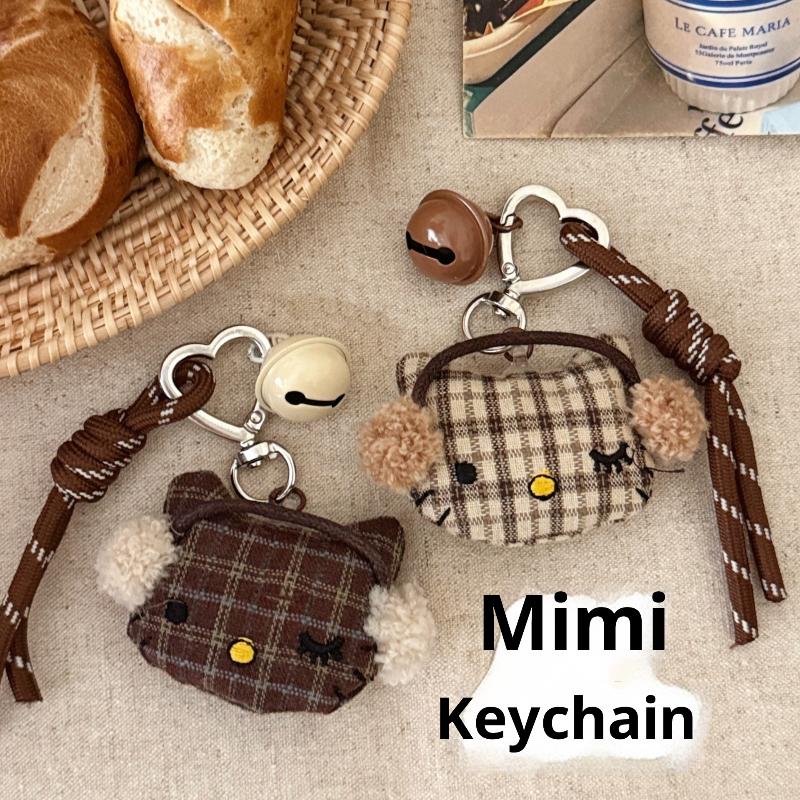 Kawaii Cartoon Gitter Kopfhörer Hello Kitty Schlüsselanhänger Plüsch Niedliche Puppe Anhänger Rucksack Hängeornament Dekoration Zubehör Geschenk