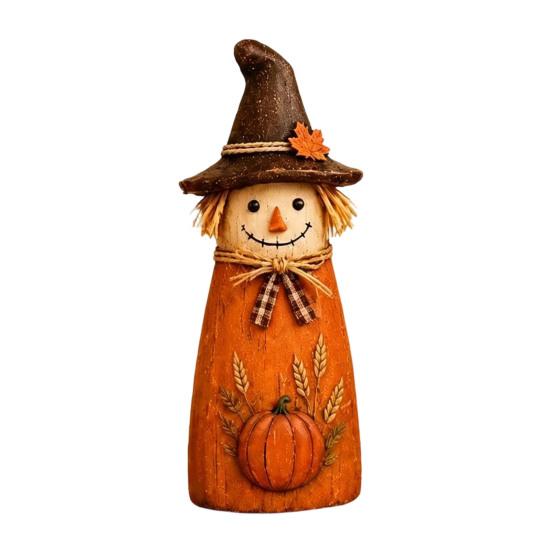 Unique Holiday Housewarming Gifts Vintage Resin Scarecrow Figurines, Fall Harvest Pumpkin Sunflower Maple Indoor Season Party Supplies Leaf