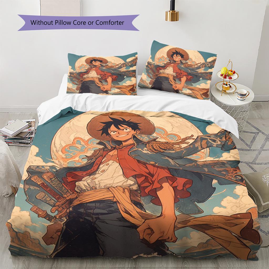 Cartoon Pattern Bedding Quilt Set Quilt Cover Pillowcase Home Decoration Birthday Gift (1 * Duvet Cover + 2 * Pillowcase, Without Core)