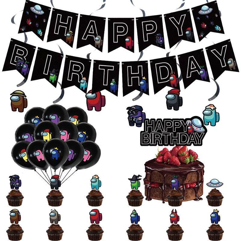 Us Among Party Supplies Decorations Set Cake Topper Latex Balloon Birthday Kids