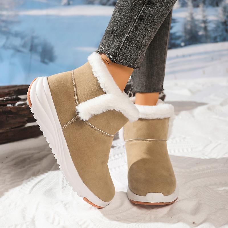 Damen Stiefeletten 2025 Neue Modische Stiefel Runde Zehen Elegante Schneestiefel Winter Flach Abriebfest Plus Warm Damen Stiefel