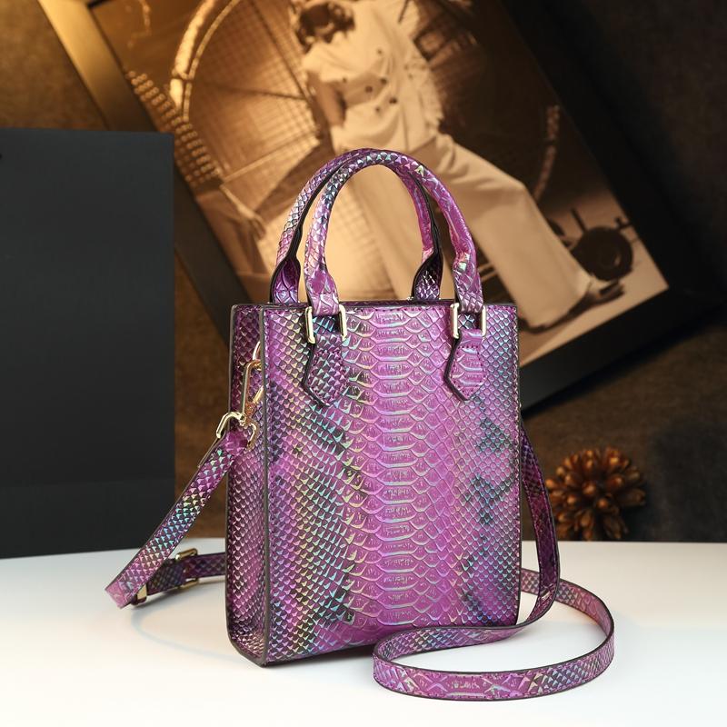 

Fashion Snake Pattern Leather Women Handbag Small Versatile Mom Crossbody Bag 2025 New Shoulder Messenger Bags фіолетовий