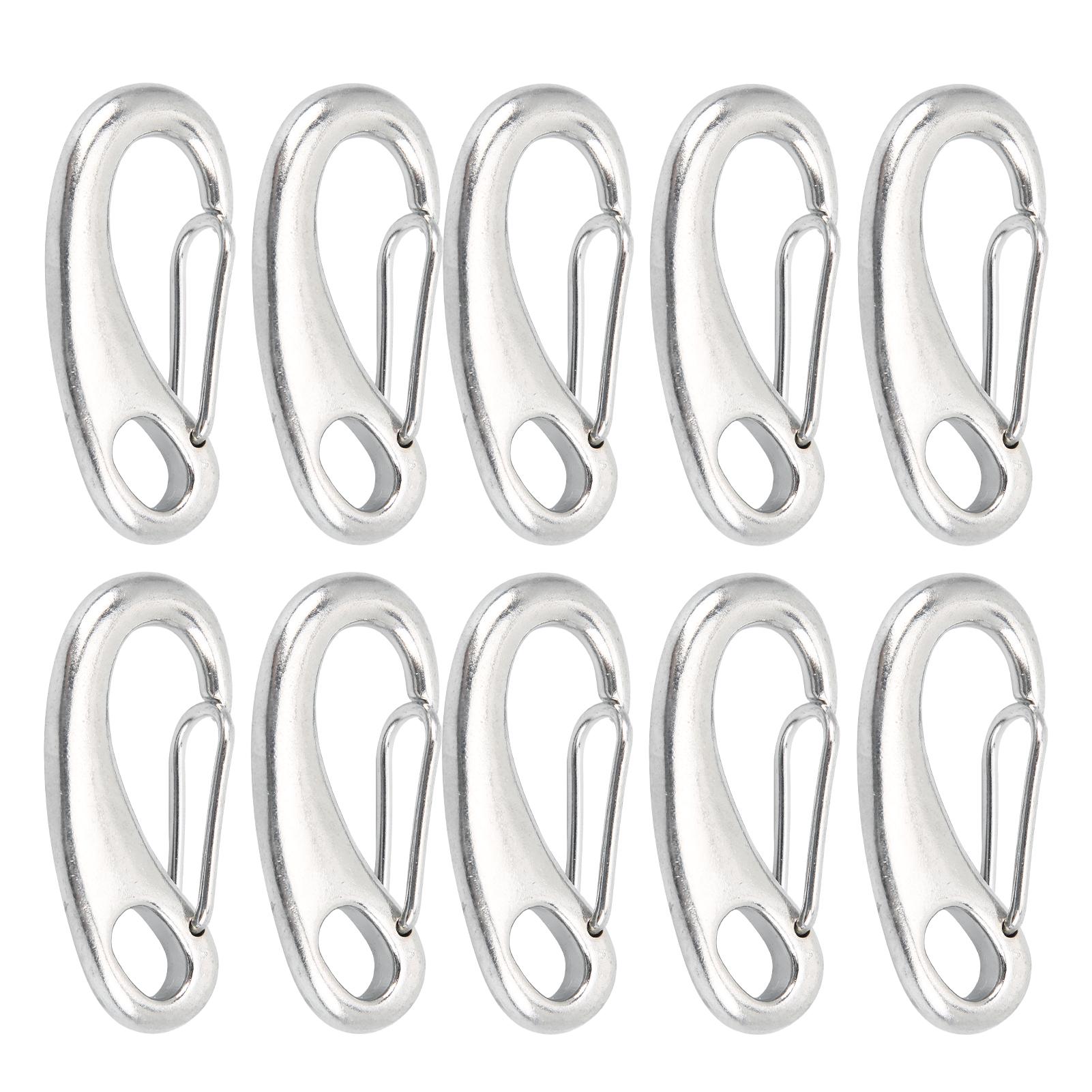 

10 шт. 50 мм Сверхмощный карабин с защелкой из троса, пружинный карабин-клипса из нержавеющей стали, морской карабин