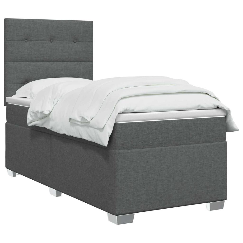 Box Spring Bed with Mattress Dark Gray 80 X 200 Cm Fabric