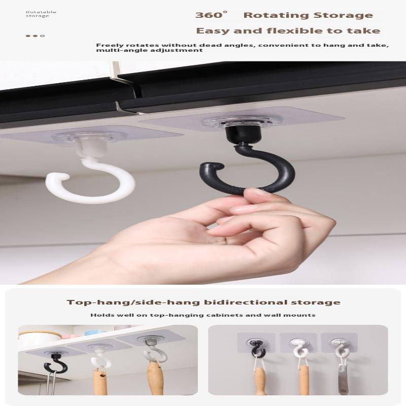 20/10 Pcs Self-Adhesive Wall Hanging Hook 360° Rotating No-Drilling Ceiling Household Hook