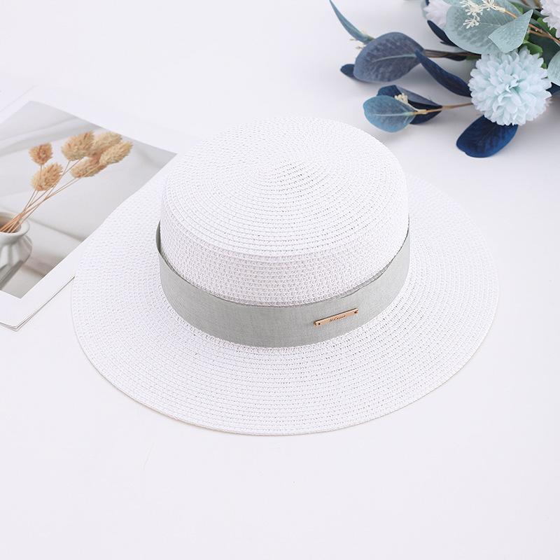 Internet celebrity French retro flat top straw hat summer travel sun hat manufacturer