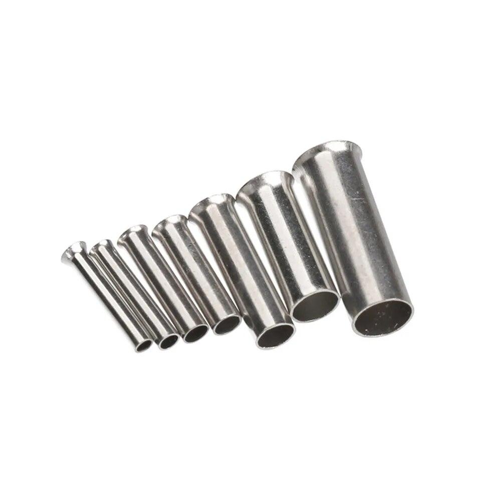 600Pcs Tin-coated Copper Uninsulated Crimp Terminal 0.5mm2-6.0mm2 Bootlace Ferrules Cord End Electrical Wire Cable Connector