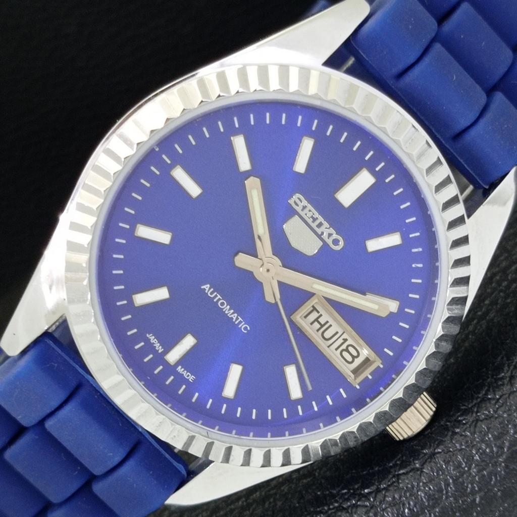 

AUTOMATIC VINTAGE SEIKO 5 REFURBISHED JAPAN MENS BLUE COLOR DIAL WATCH a440552-4 Sk-a440552