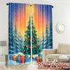2 Stück, Vorhänge Weihnachtsbaum Geschenke Schneefall (3) Modische Beliebte Vorhänge Stoffvorhänge Wärmedämmung und Raum