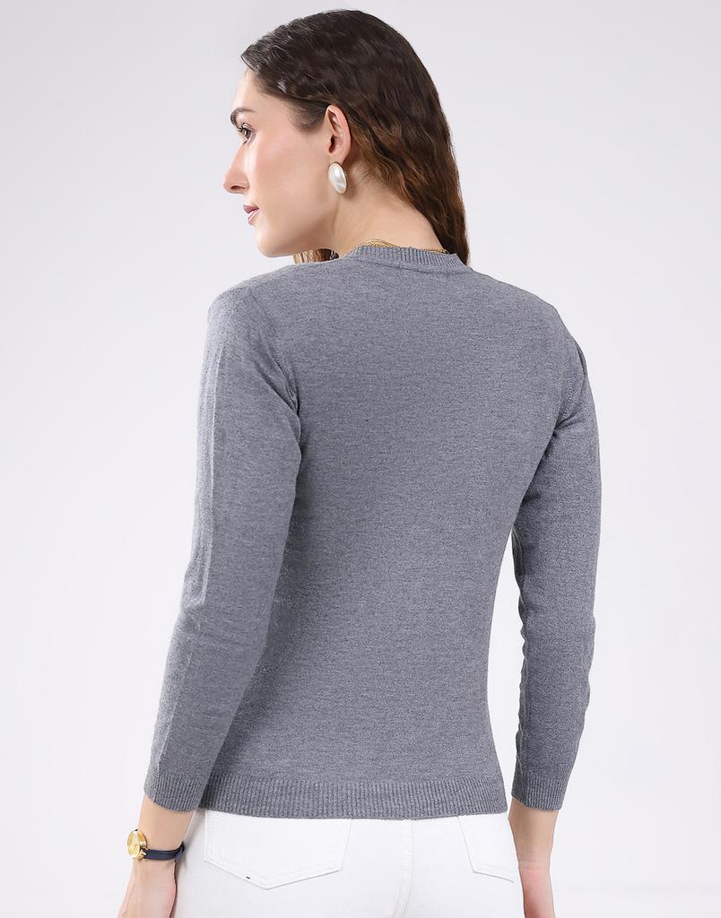 Monte Carlo Women's Regular Fit Solid V Neck Full Sleeve Cardigan