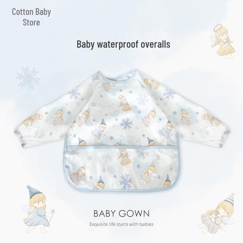 Waterproof Long Sleeve Baby Bib - Oil-Proof, Cotton Coverall for All Seasons.