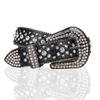 [$ole Only] Sole Only Belt, Glittery Black Bling Bling Hip Hop Western CZ Diamond Artificial Crocodile, 115cm, Cool, Men's, Women's, Unisex (Black