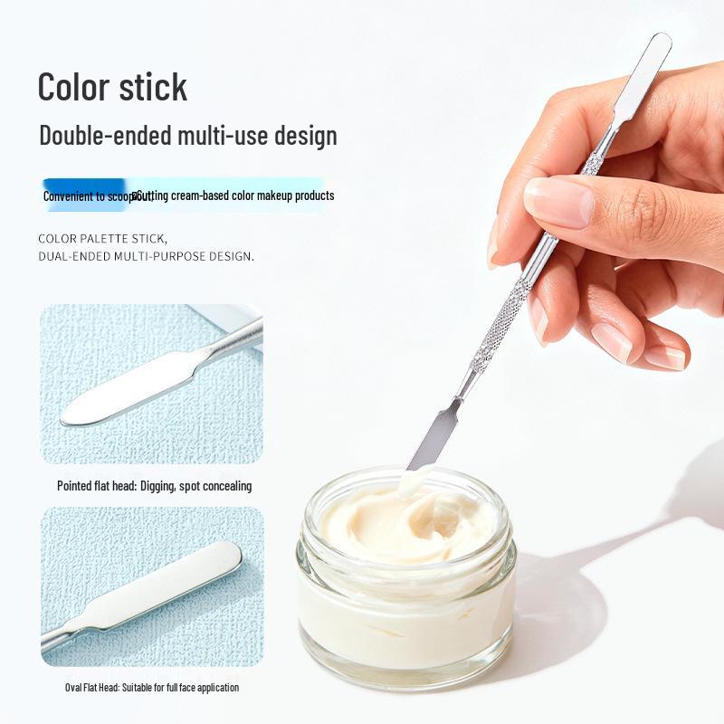 Stainless Steel Makeup Mixing Palette with Ring and Spatula