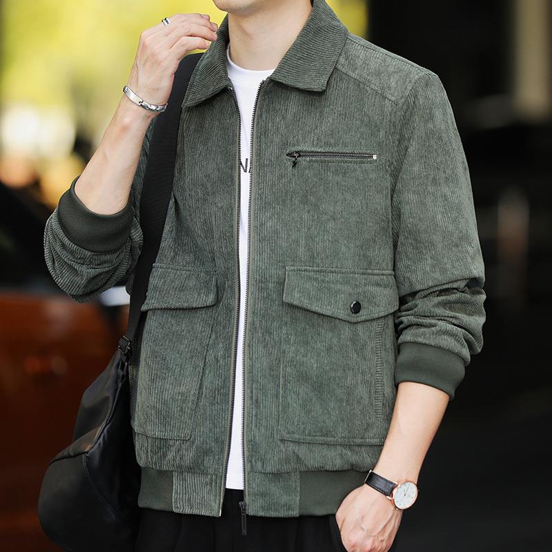 Autumn New Jacket Men's Corduroy Korean Style Casual Loose Lapel Men's Tops Trendy Men's Jackets