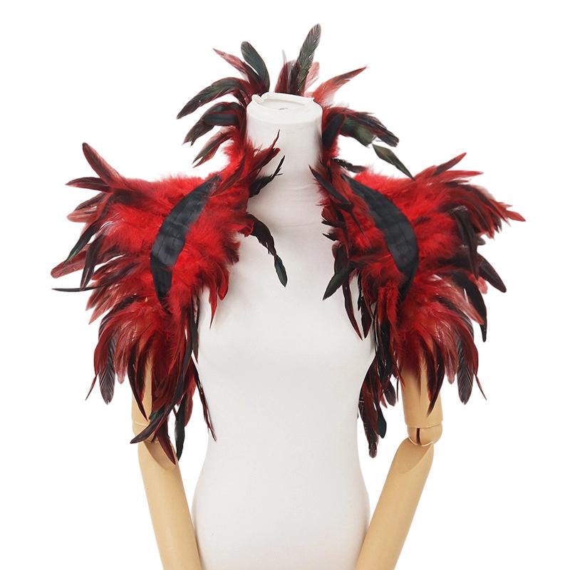 Mantello Piumato Gotico da Donna - Elegante Sciarpa da Spalle per Costume di Halloween