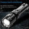 2000LM  USB Rechargeable Flashlight Telescopic Zoom Wide Beam Waterproof Torch Super Bright Emergency Flashlights