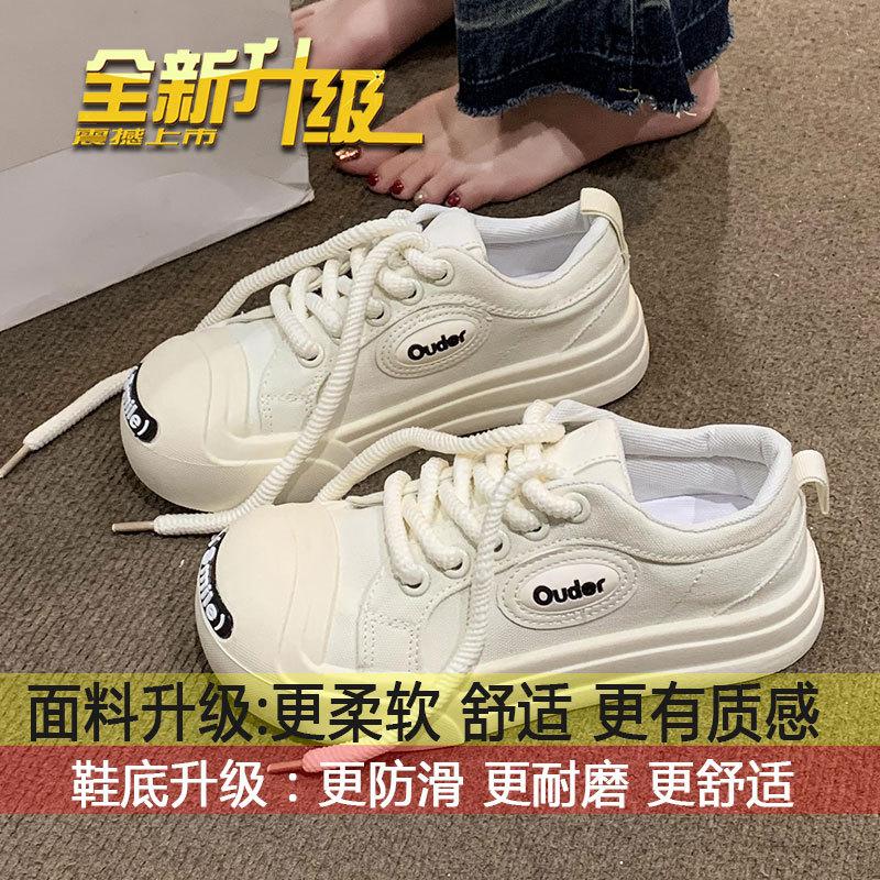 

Niche original smiling little white shoes women s spring and summer 2025 new platform canvas shoes ugly cute big head shoes 40