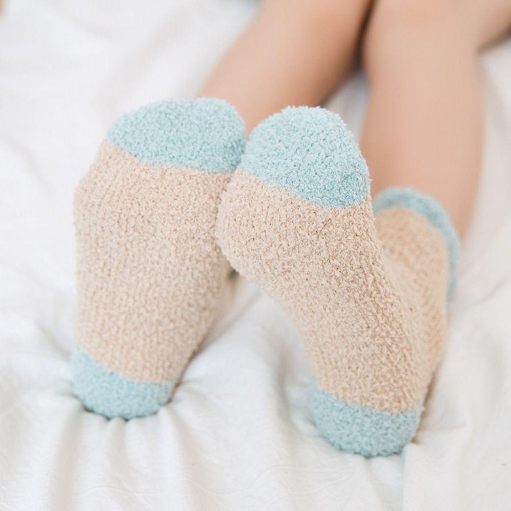 5Pairs Thickened Floor Plush Socks Patchwork Warm Boat Socks Women  For Female Men