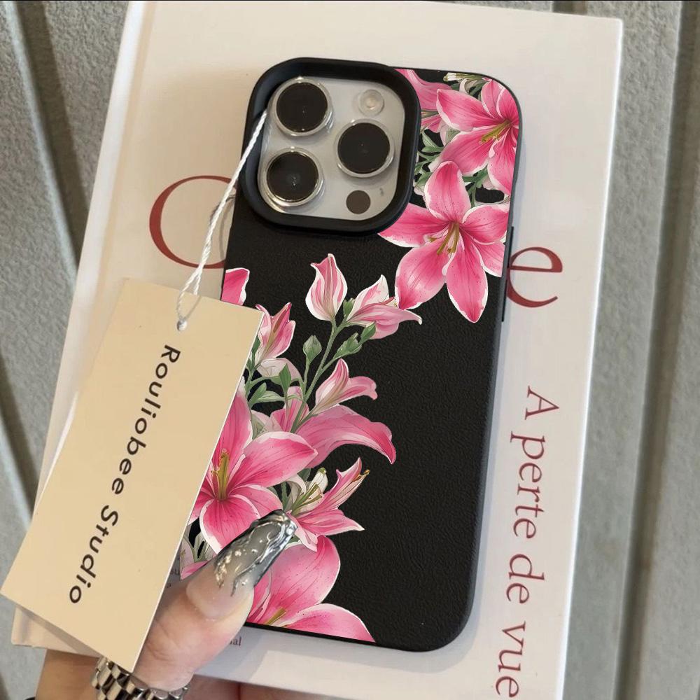 HOT Luxury Hibiscus Flower Lemon Lichee leather pattern Phone Case For iPhone 17 16 15 14 13 12 11 Air Pro Max Plus X XR XSMax
