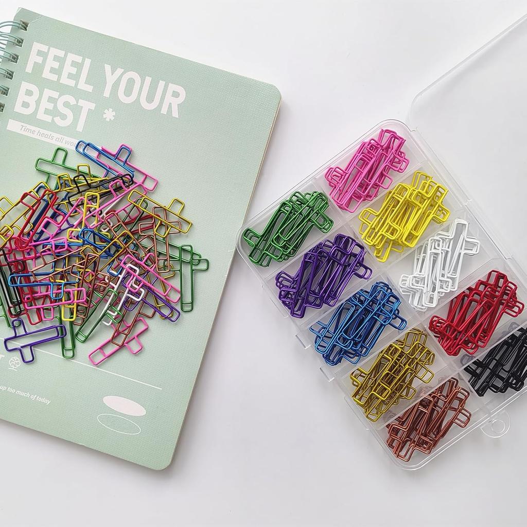 100 Pcs Colored Cross Paper Clips Assorted Colorful Coated Paperclips for Christian Journaling Supplies and Everyday Use