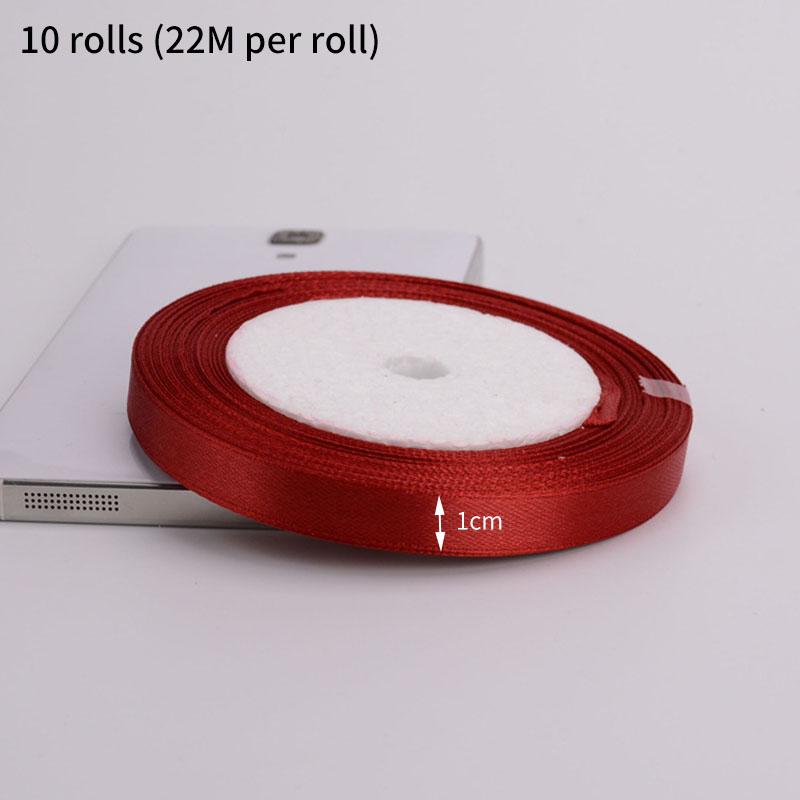 10rolls Single Face Satin Ribbon Bright Red 24 Yards Wholesale DIY Supplies Gift Wrapping Christmas Apparel Sewing Fabric Ribbon