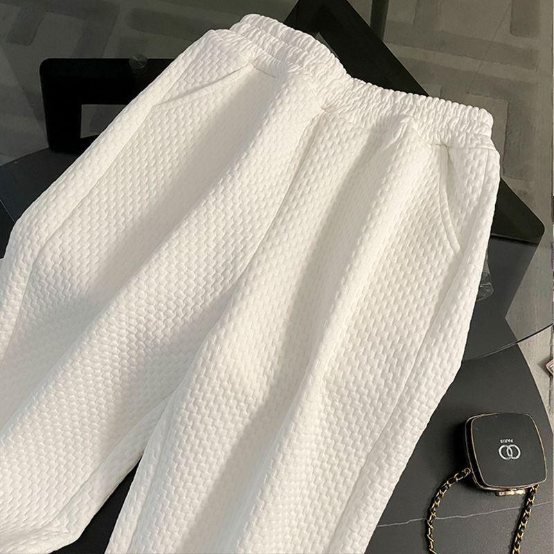 Korean Style White Hoodie & Wide-Leg Pants Set - Casual, Loose, Slimming Two-Piece for Women, Spring & Autumn Fashion