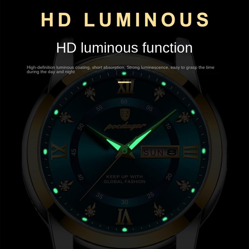 Marca Top À Prova D'água Novo Relógio Masculino Calendário Duplo Luminoso Relógio de Quartzo