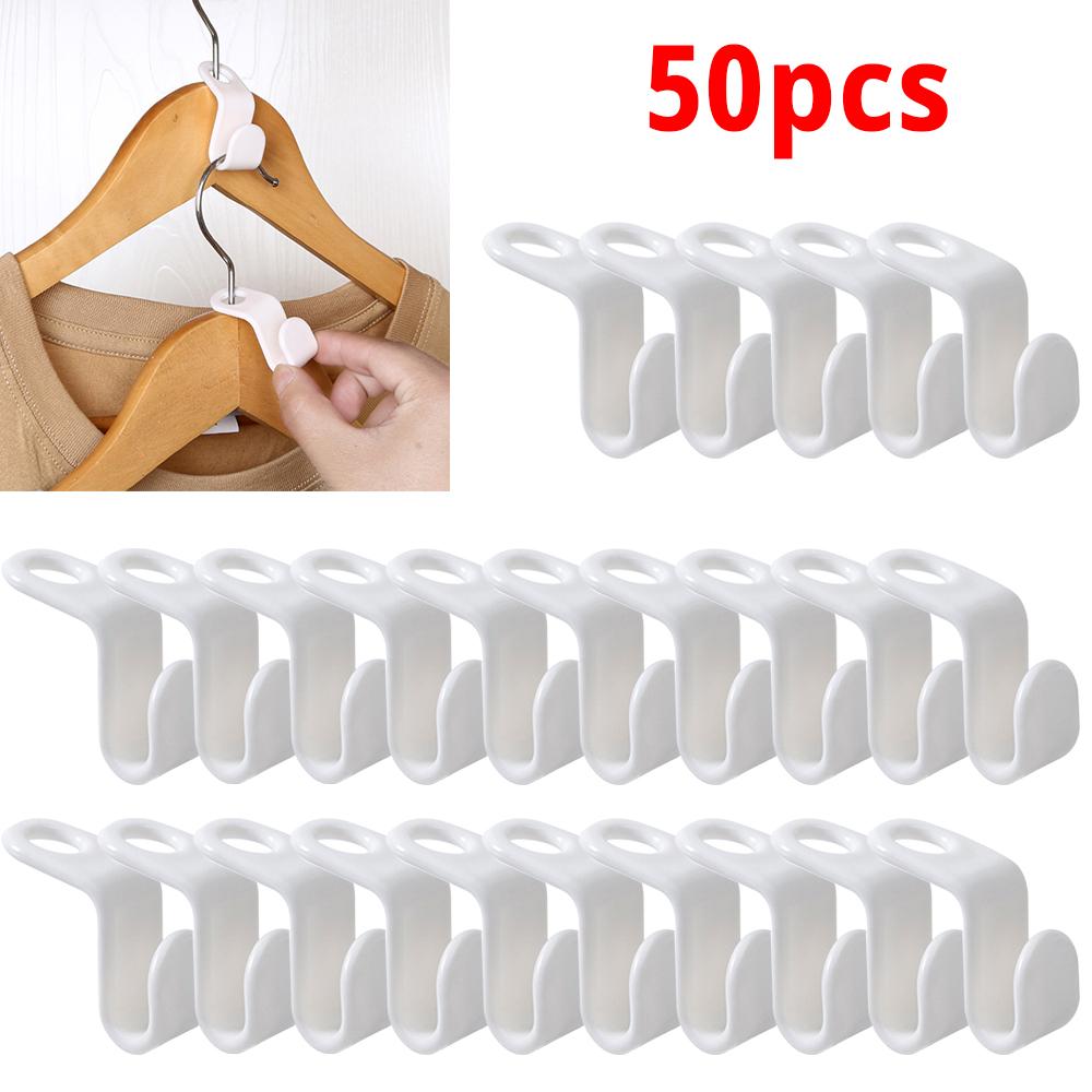 

50/10Pcs Clothes Hanger Hooks Space Saving Closet Connector Hook Cascading Hanger Plastic Extender Clips Wardrobe Coat Organizer