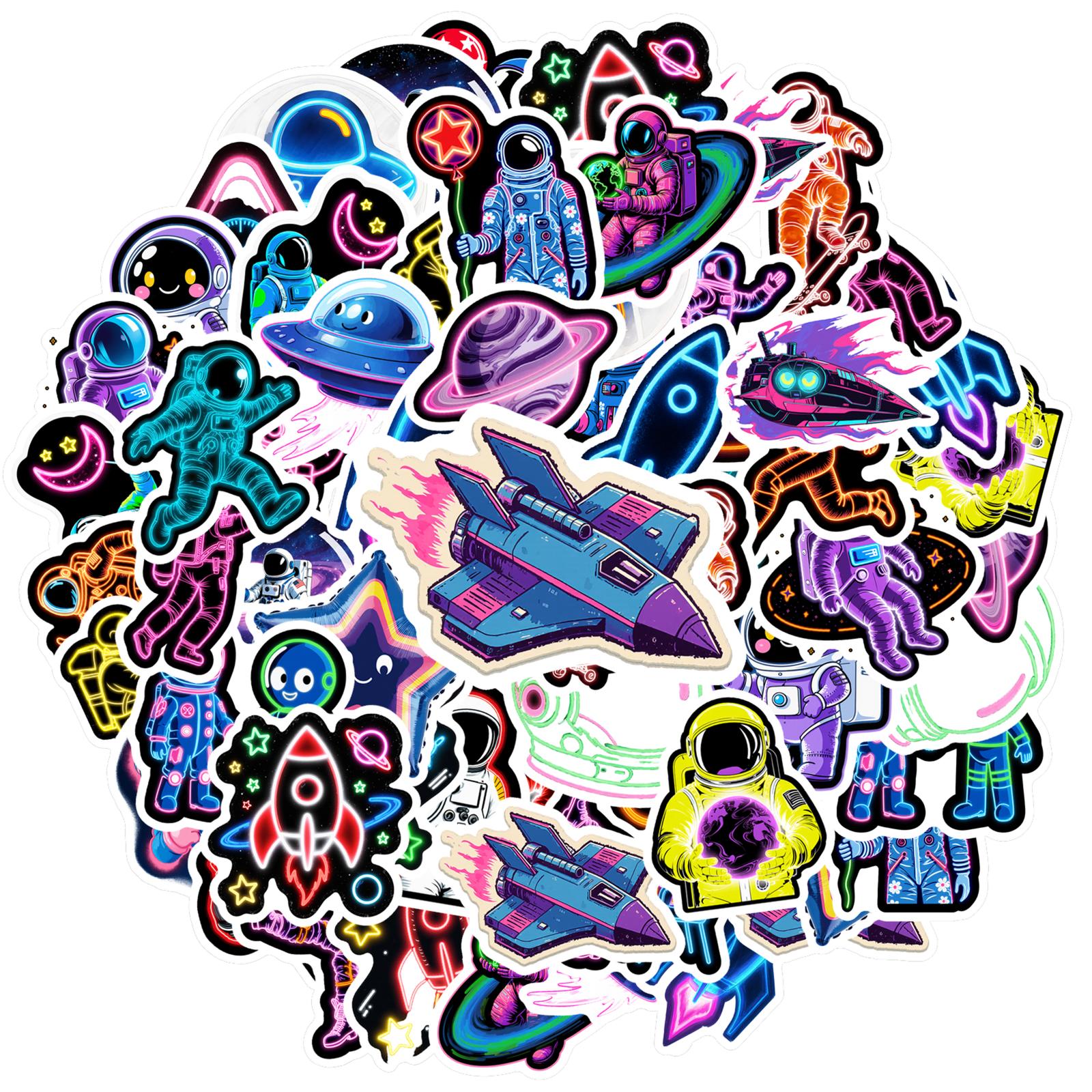 

35pcs-100pcs Playful Planets Stickers Neon UFO Graffiti Decals DIY Stickers For Laptop Motorcycle Luggage Phone Guitar Laptop
