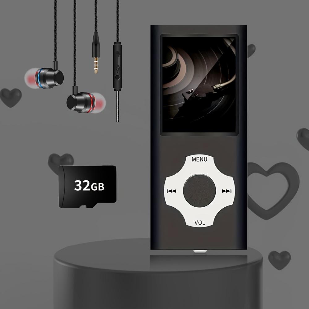 Classic MP3 MP4 player, music player with 32 GB memory card and high-quality headphones, portable digital music player/video/recording/e-book reader/