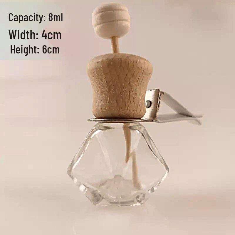 Transparent Square Glass Car Diffuser Bottle with Refillable Lanyard Pendant