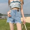 American Simple Denim Shorts for Women Summer Fashion High Waist Slim Wide Legs Loose Casual A-line Dancing Cycling Shorts Y2K