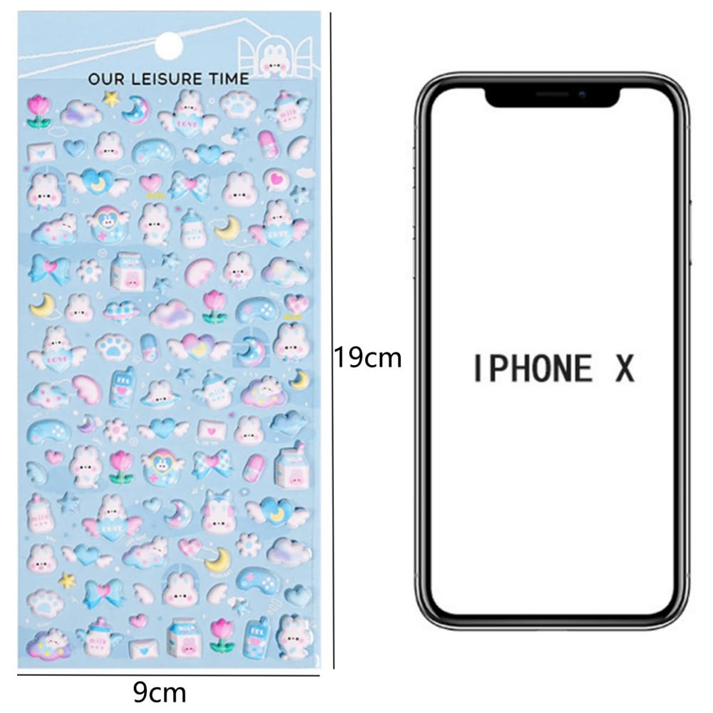 Set mit 6 niedlichen Mini-Blasen 3D-Aufklebern für Handy und Bastelaufkleber, Dekoration, DIY, Planer,