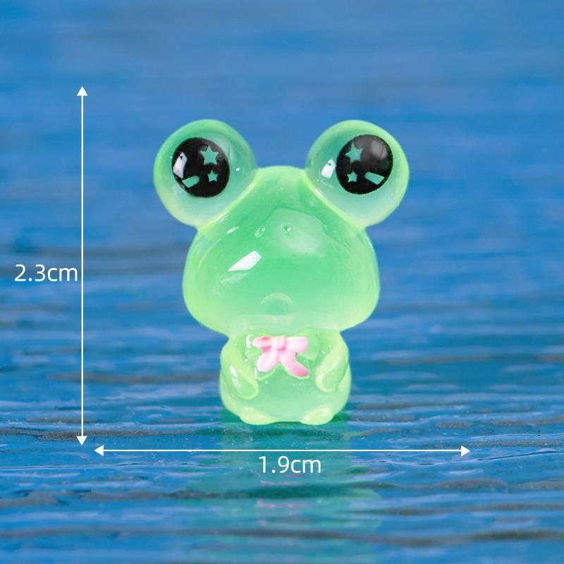 Cute Glow-in-the-dark Frog Figurine Decorative Accessories Resin Handicrafts Car Desktop Trinkets