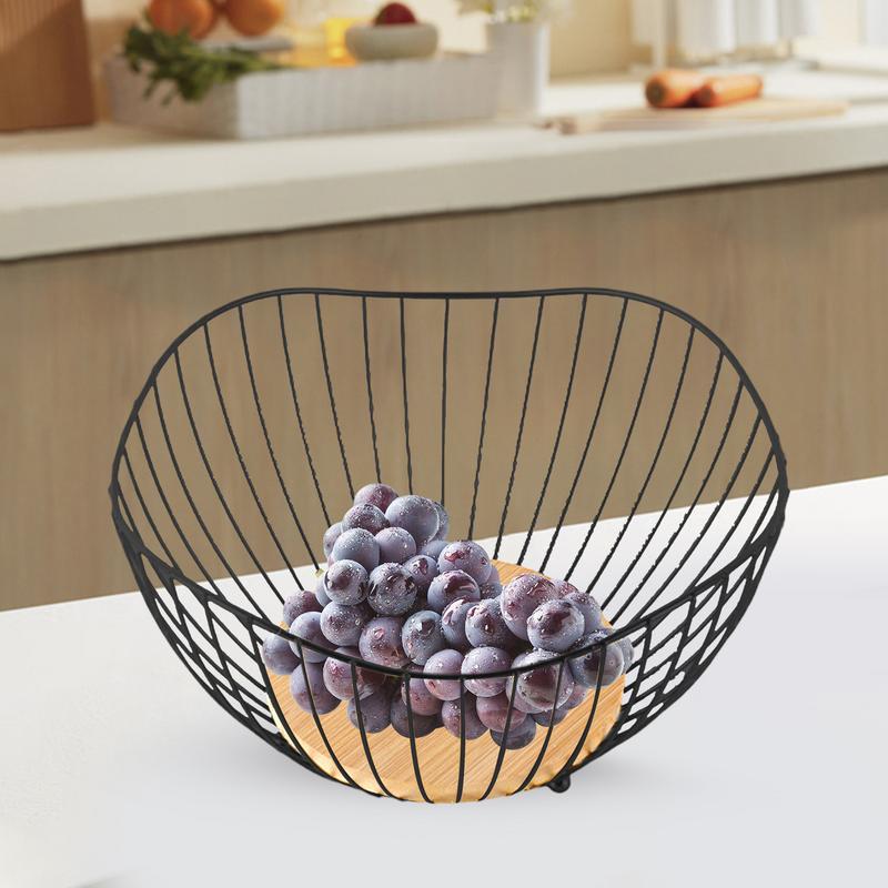 Fruit Basket Black Wire Fruit Baskets Multi-Functional Kitchen Storage and Organizer for Breads Vegetables and Snacks